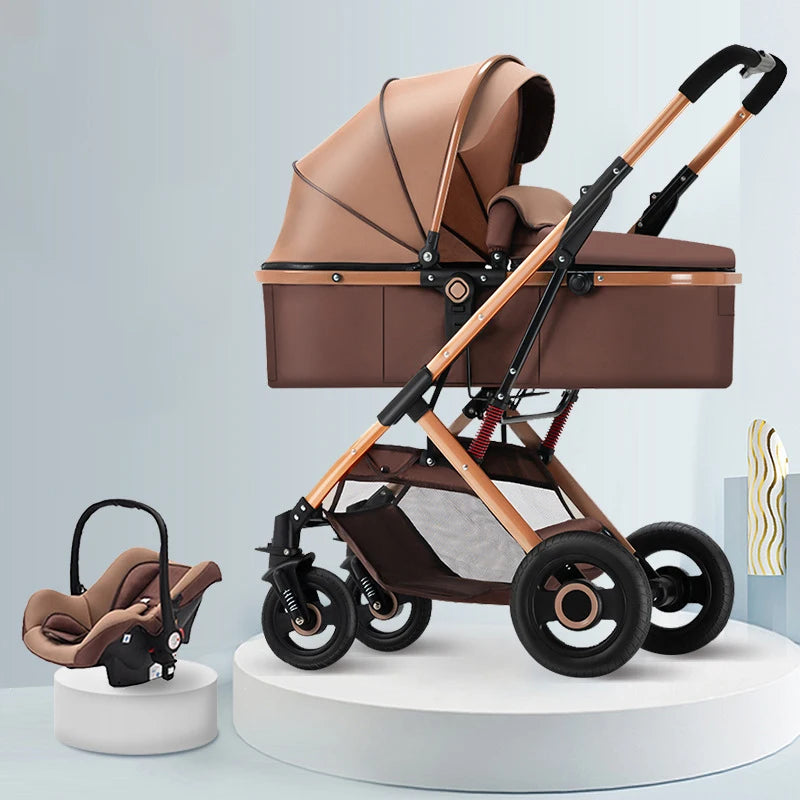 3-In-1 Kinderwagen Vijf Punts Veiligheidsgordel Opvouwbare Kinderwagen Autostoel 0-3 Jaar Oude High View Kinderwagen