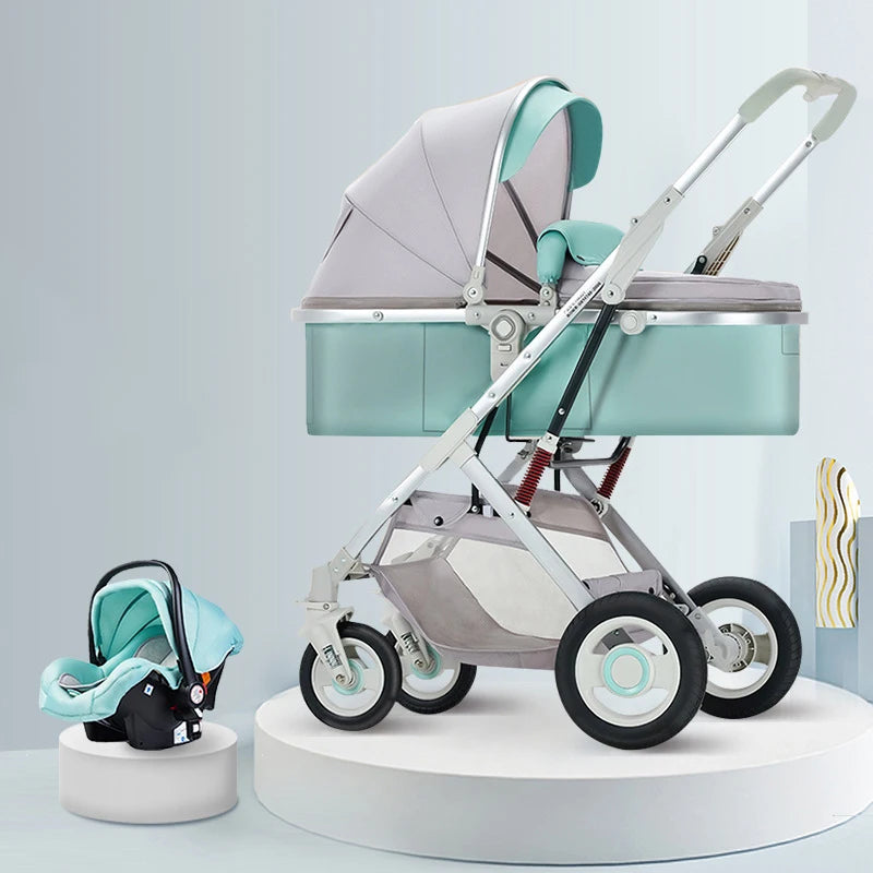 3-In-1 Kinderwagen Vijf Punts Veiligheidsgordel Opvouwbare Kinderwagen Autostoel 0-3 Jaar Oude High View Kinderwagen